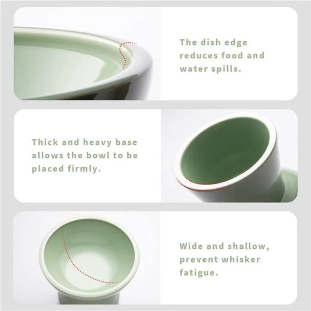 2 Extra Wide Elevated Cat Food Bowl, Ceramic Cat Bowls for Food and Water, Wide